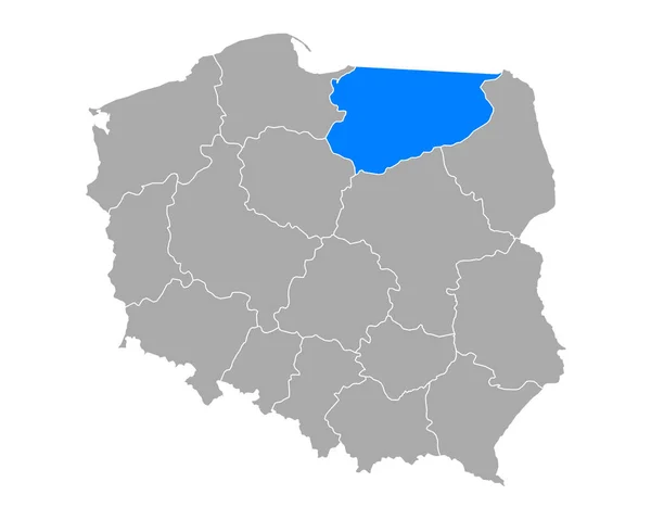 Kaart Van Warminsko Mazurskie Polen — Stockvector