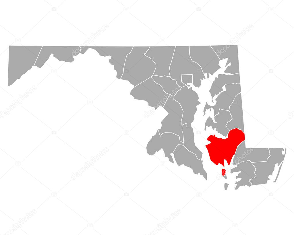Map of Dorchester in Maryland