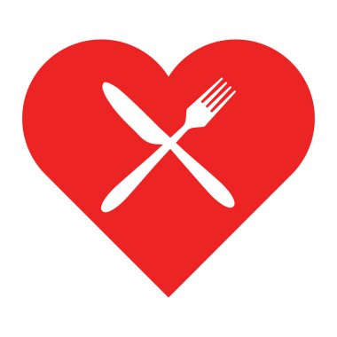 Çatal bıçak ve kalp vektör illüstrasyonu olarak