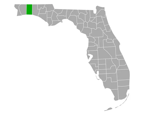 Florida Daki Okaloosa Haritası — Stok Vektör