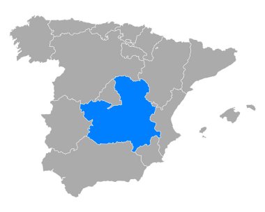 İspanya 'daki Castilla-La Mancha Haritası