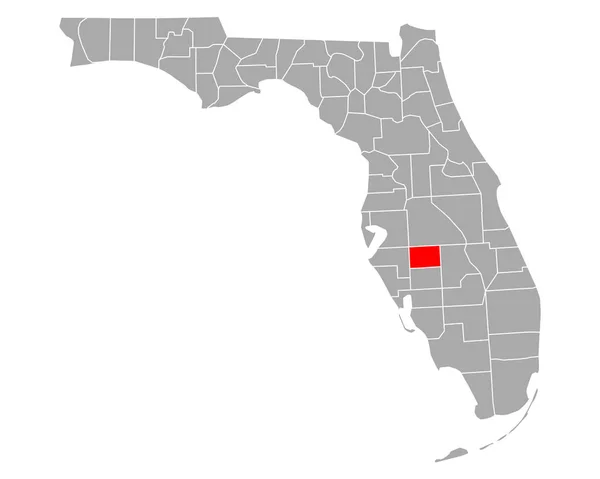 Térkép Hardee Florida — Stock Vector