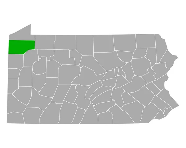 Mapa Crawford Pensilvânia —  Vetores de Stock