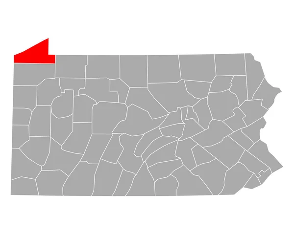 ペンシルベニア州のエリー地図 — ストックベクタ