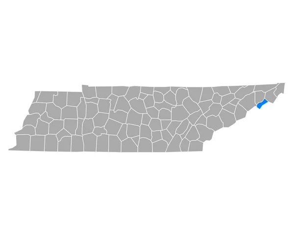 Mapa Unicoje Tennessee — Stockový vektor