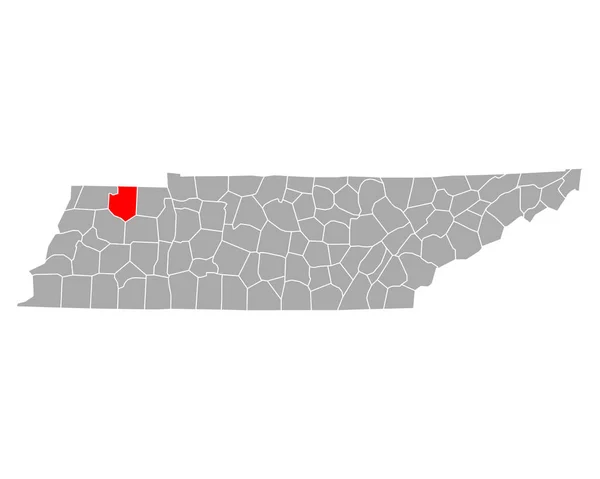 Mapa Weakley Tennessee — Stockový vektor