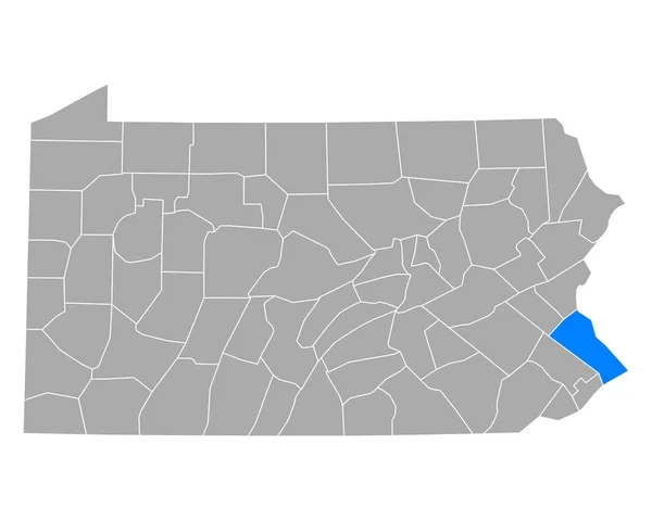 Mappa Bucks Pennsylvania — Vettoriale Stock