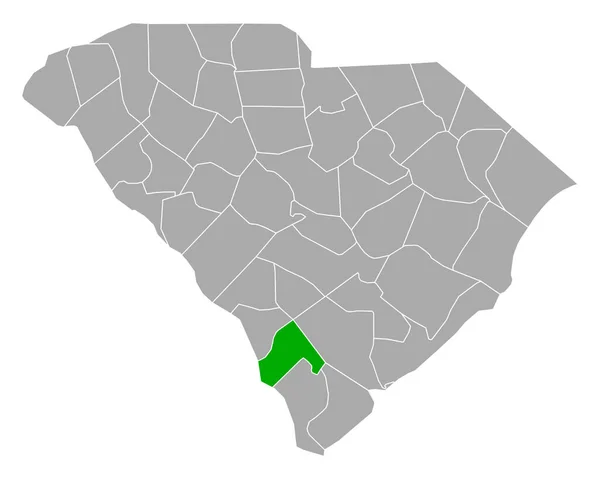 Mapa Hamptonu Karolina Południowa — Wektor stockowy