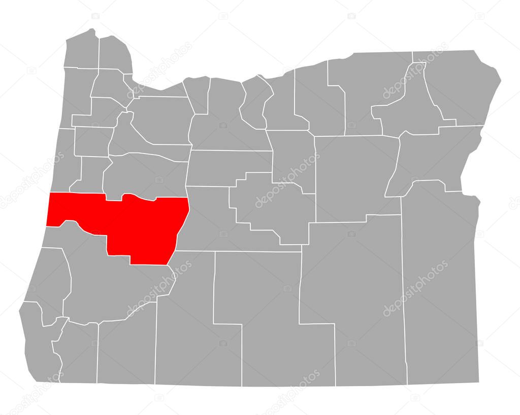 Map of Lane in Oregon