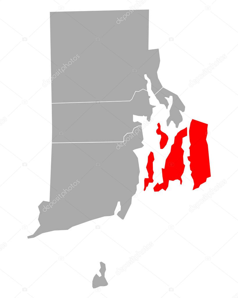 Map of Newport in Rhode Island