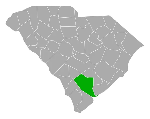 Mapa Colleton Carolina Del Sur — Archivo Imágenes Vectoriales