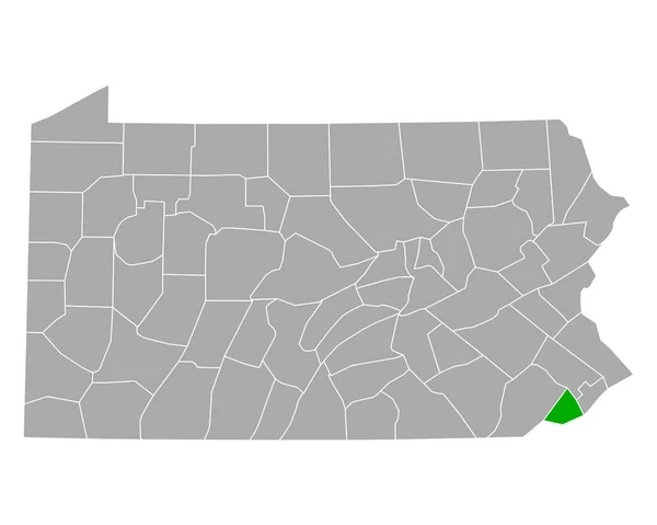 Pennsylvania Daki Delaware Haritası — Stok Vektör