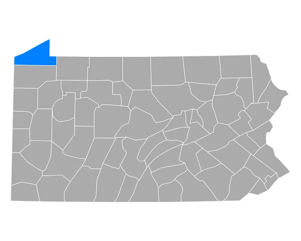 Mappa Erie Pennsylvania — Vettoriale Stock