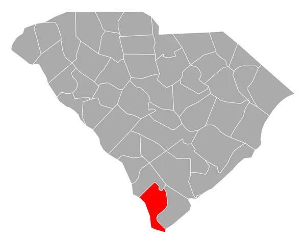 Mapa Jasper Carolina Sul —  Vetores de Stock