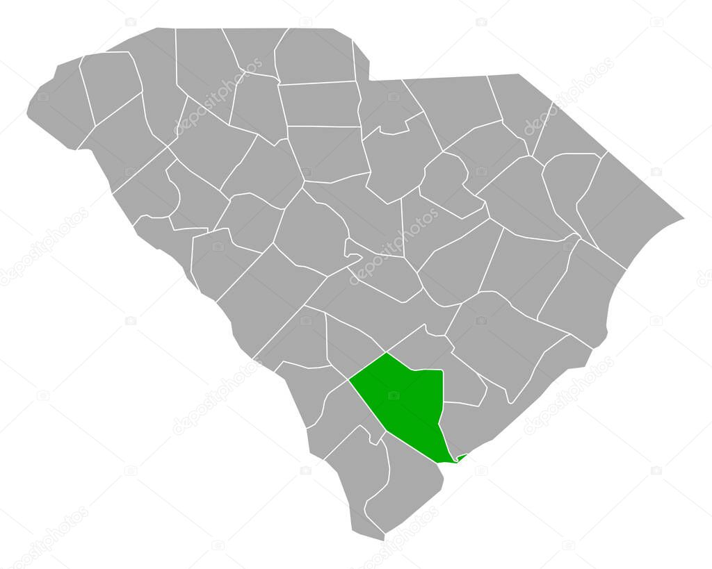 Map of Colleton in South Carolina