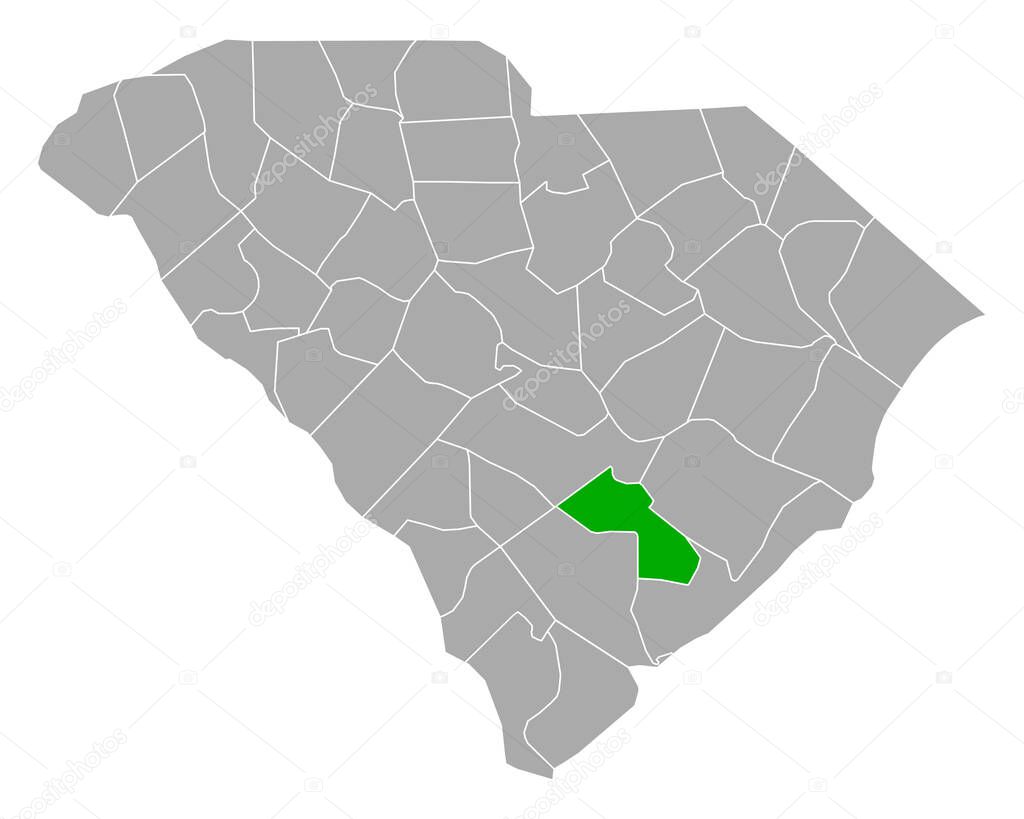 Map of Dorchester in South Carolina