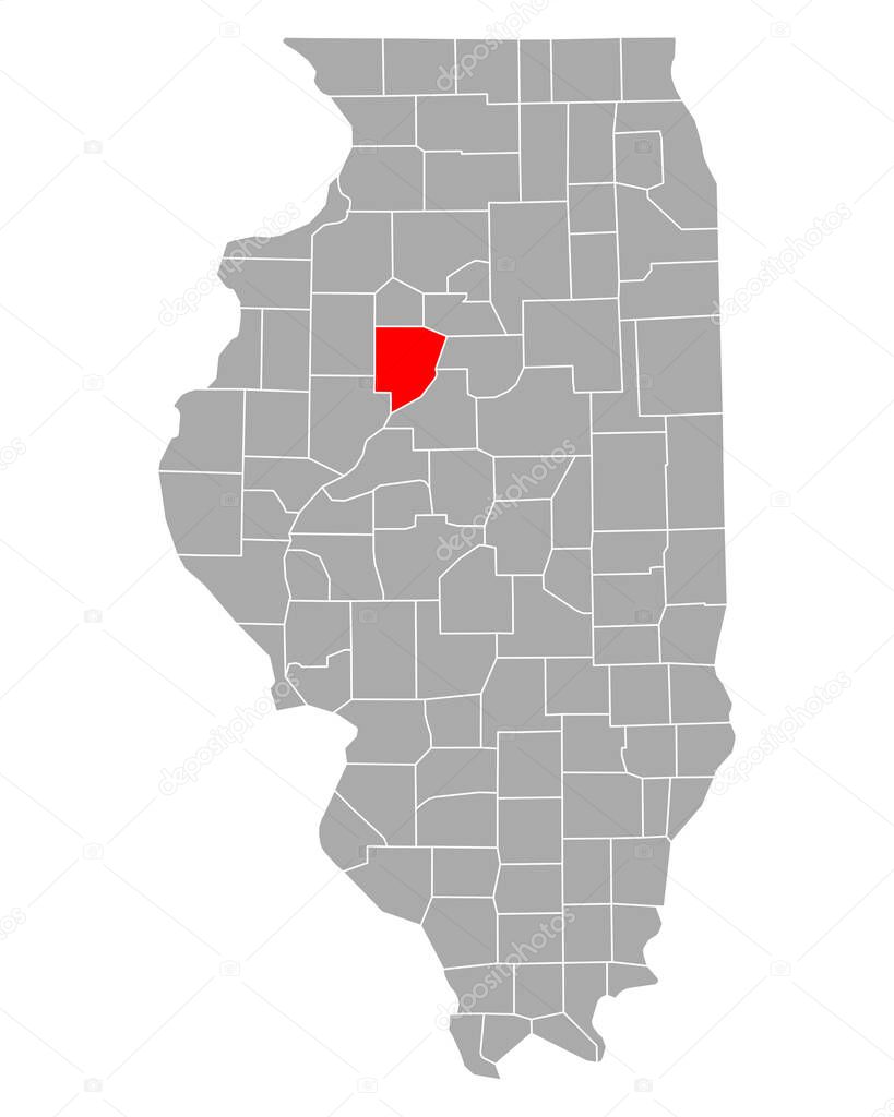 Map of Peoria in Illinois
