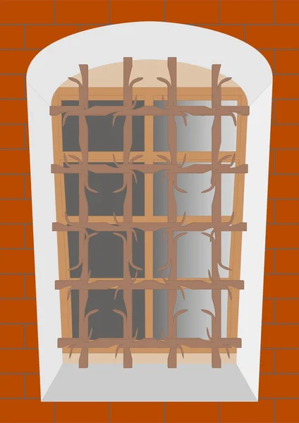 Rejilla vieja en una ventana vieja . — Vector de stock