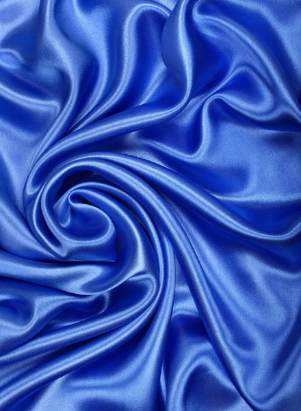 Glatte, elegante blaue Seide oder luxuriöse Stofftextur aus Satin als Abstraktion — Stockfoto