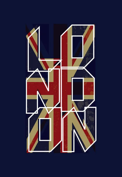 Emblem mit britischer Flagge und London. Aufkleber für T-Shirt — Stockvektor