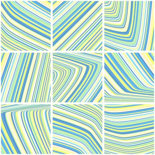 青とカナリアの黄色の細い縞模様の抽象的な縞模様のセット グラフィックベクトルデザイン — ストックベクタ