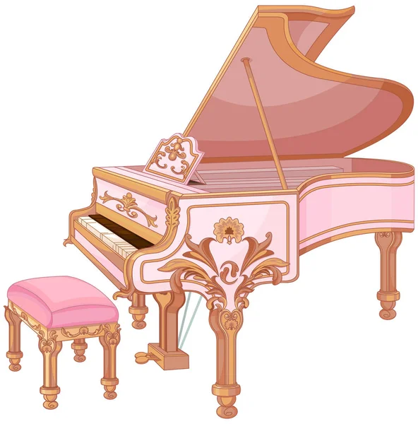 Fortepiano And Chair For Fortepiano — Stock Vector