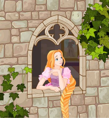 Beautiful princess in tower clipart