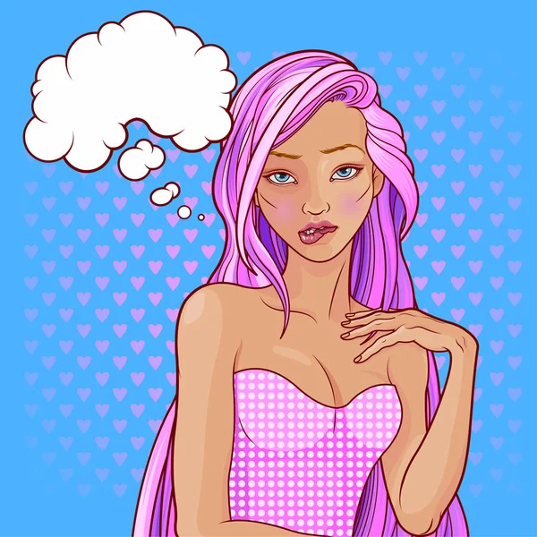 Flirt fille pop art portrait — Image vectorielle