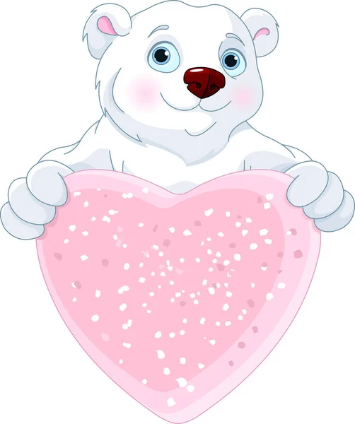 Kutup ayısı holding kalp — Stok Vektör
