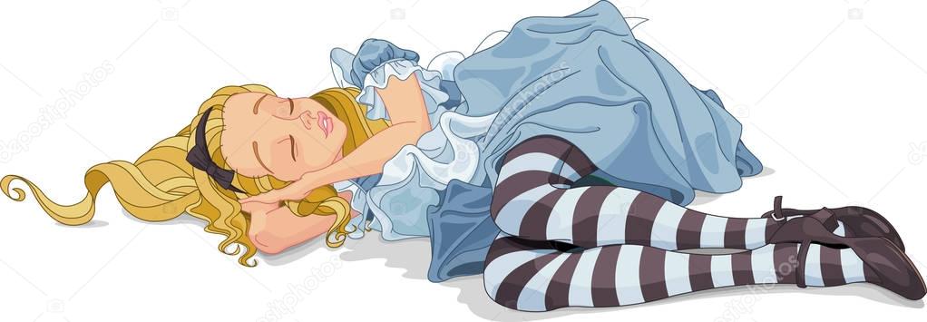 Illustration of Alice sleeping
