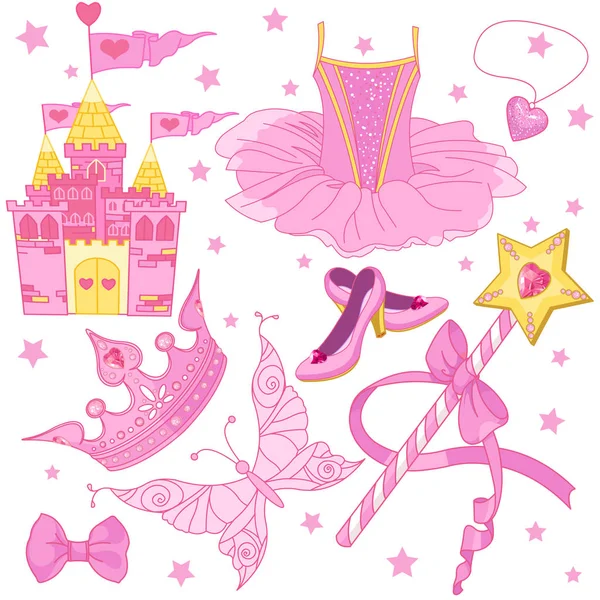 Pink princess set — Stock Vector