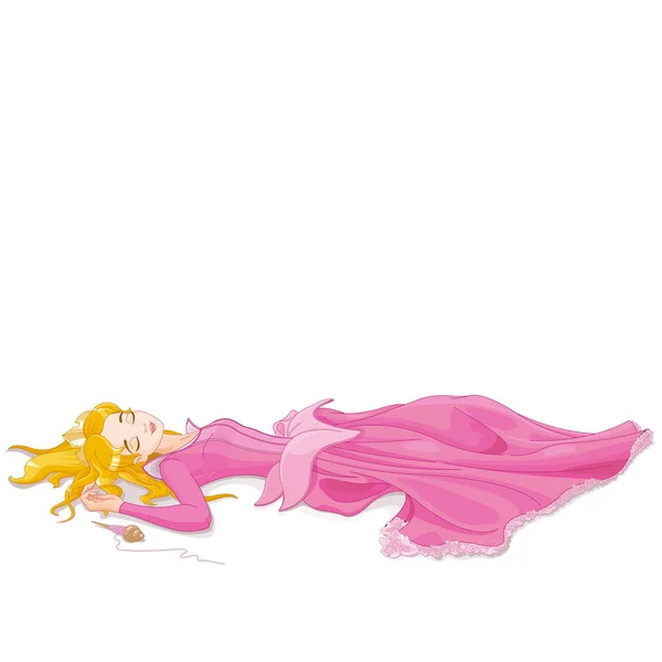 Sleeping beauty in pink dress — Stock Vector