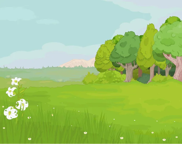 Paisaje idílico de verano — Vector de stock