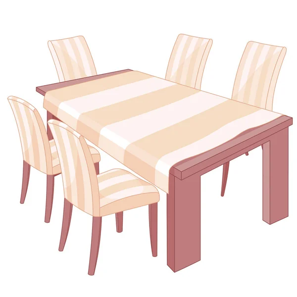 Meja makan dan kursi - Stok Vektor
