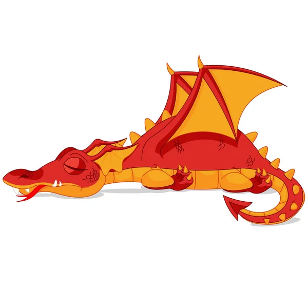 Beau dragon rouge sommeil — Image vectorielle