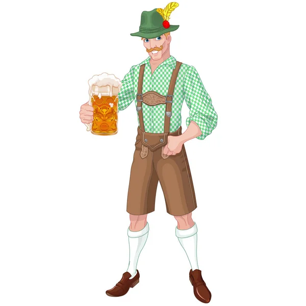 Oktoberfest guy celebrating — Stock Vector