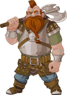 Fantasy style Dwarf with axe clipart