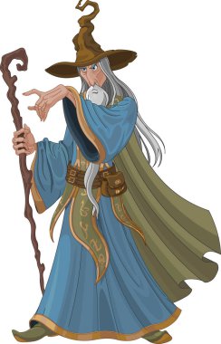  style wizard with staff clipart
