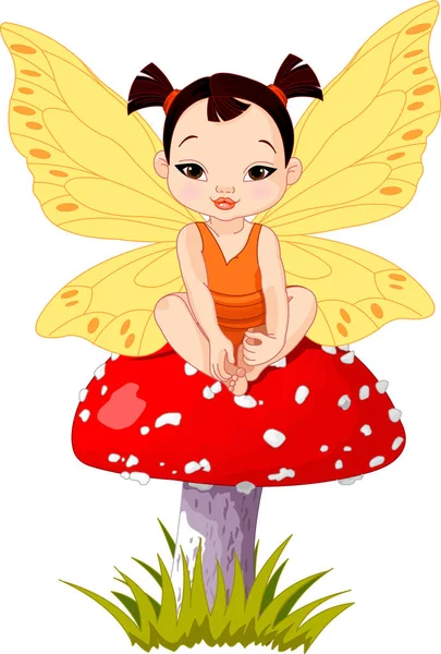 Χαριτωμένο μικρό Ασίας μωρό νεράιδα — Διανυσματικό Αρχείο