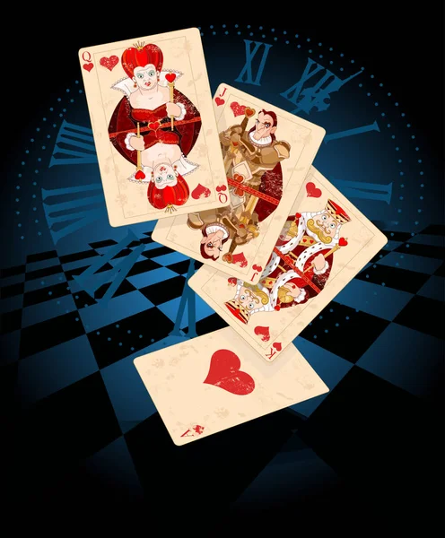 Corazones jugando a las cartas — Archivo Imágenes Vectoriales