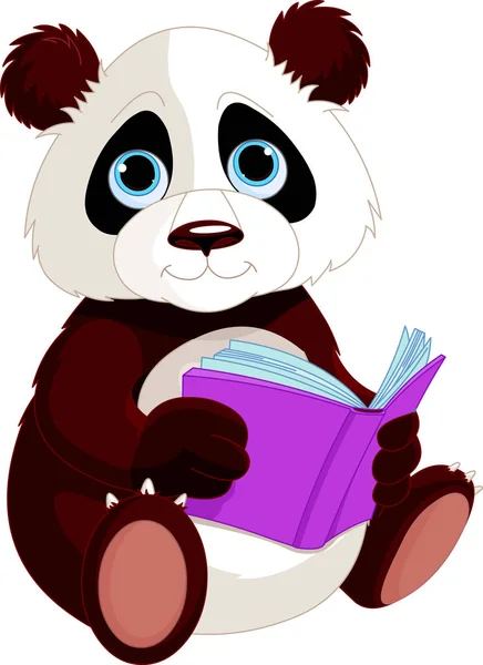 Panda is reading a book. Education — Stock Vector