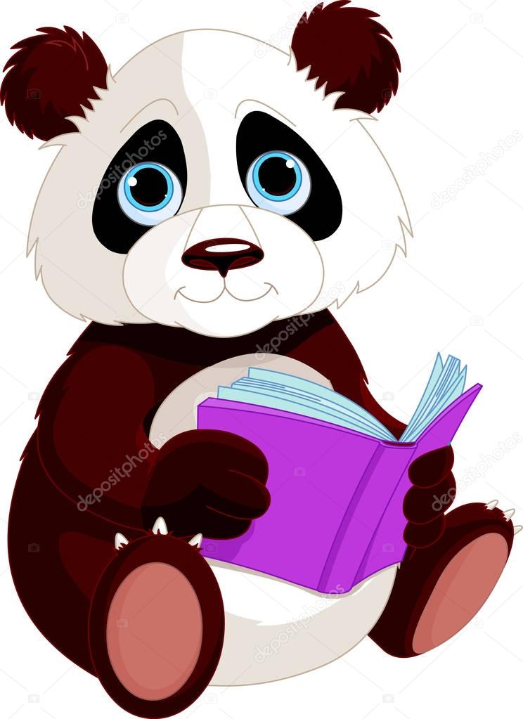 Panda is reading a book. Education