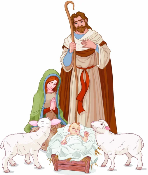 Marie, Joseph et l'enfant Jésus — Image vectorielle