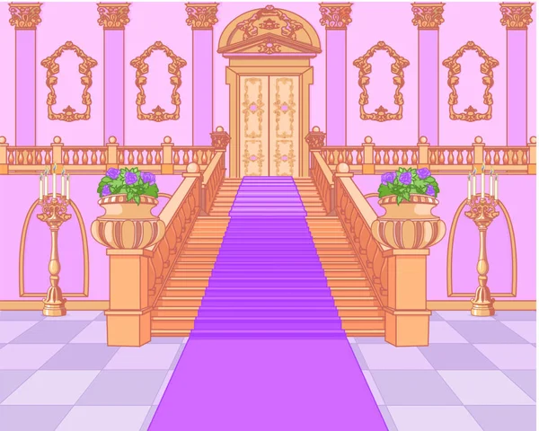 Escadaria de luxo no palácio mágico — Vetor de Stock