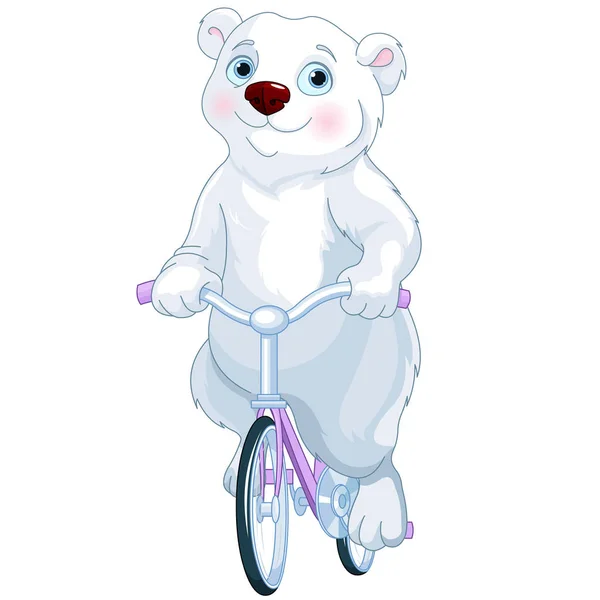 Urso polar na bicicleta — Vetor de Stock