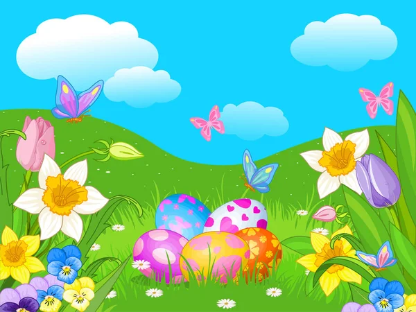 Uova di Pasqua in erba — Vettoriale Stock