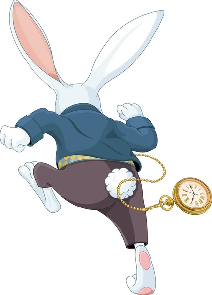 Cartone animato bianco coniglio correre — Vettoriale Stock