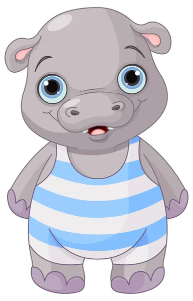 Mignon bébé hippopotame garçon — Image vectorielle