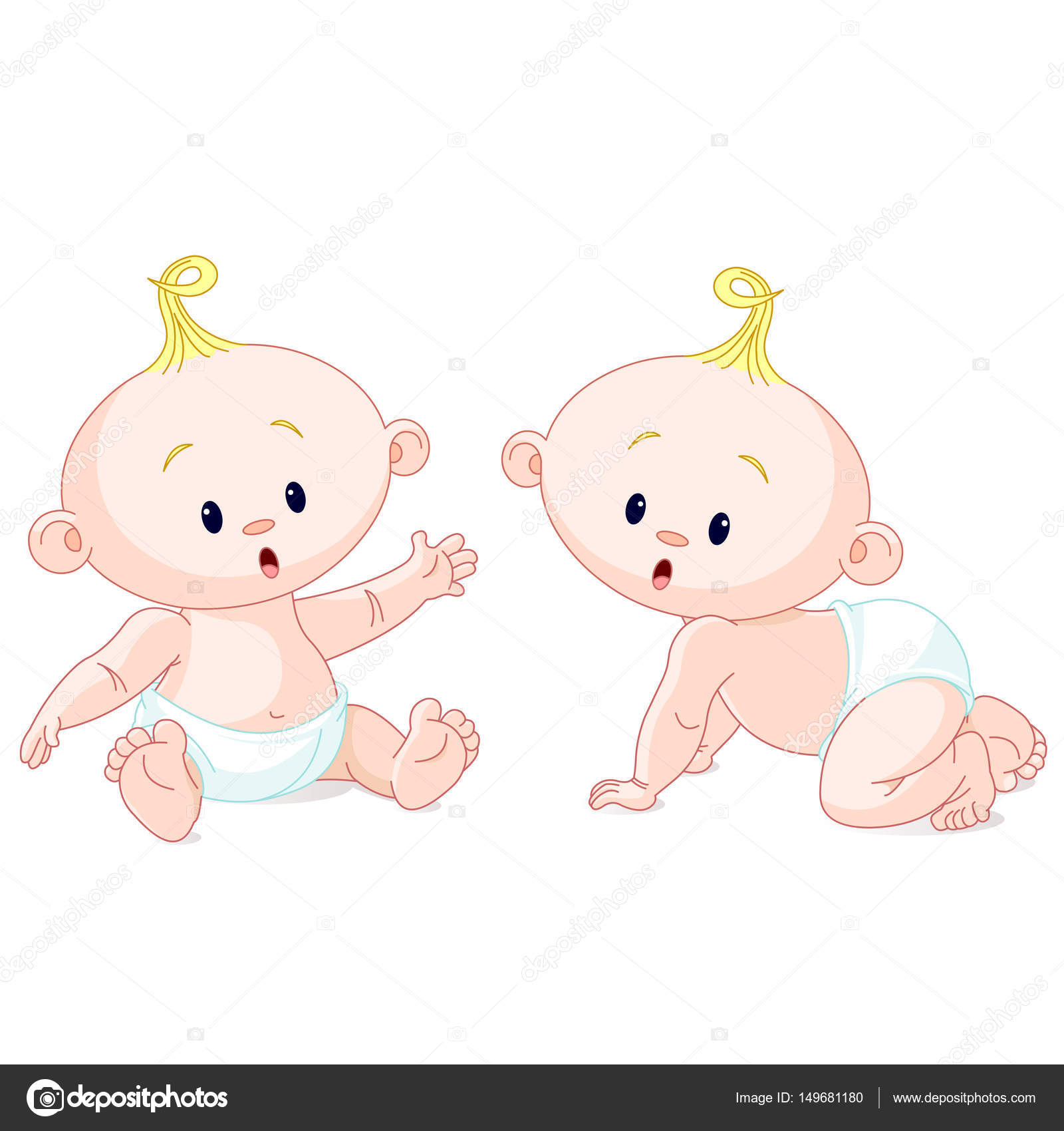 Download Clipart: baby twins | Cute baby twins — Stock Vector ...