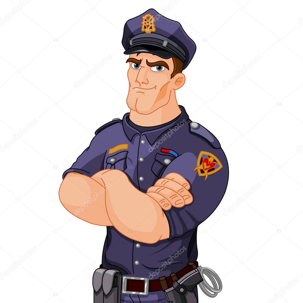 Colorful cartoon policeman